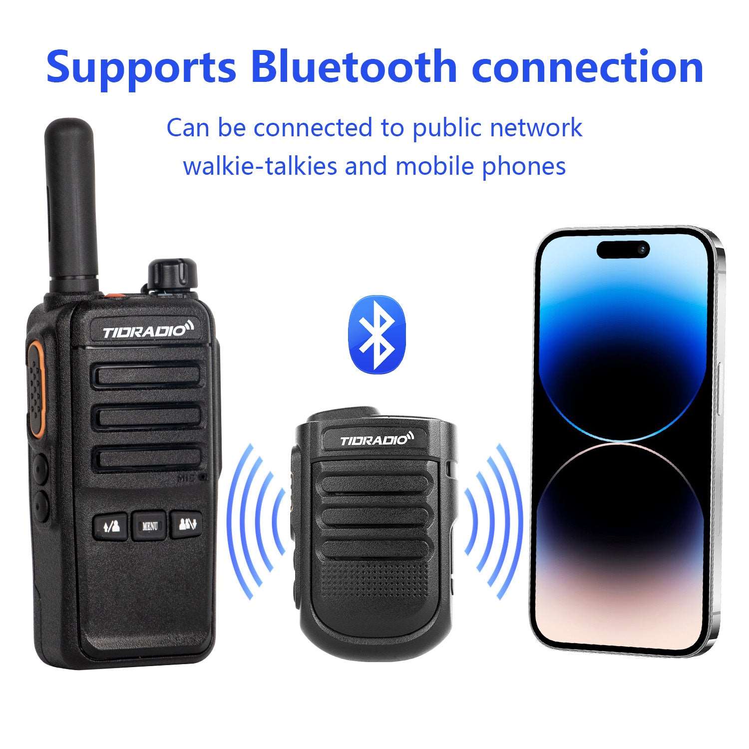 TIDRADIO Bluetooth Hands-Free Car Speakerphone & PoC Radio Mic for Mobile Phone & H3-PLUS – In-Car & Outdoor Wireless PTT Microphone Kit with Noise-Cancelling, Windscreen & Helmet Mount, Rugged Bluetooth Speaker Mic, Multi-Device Connectivity, Motorcycle and Cycling Handsfree