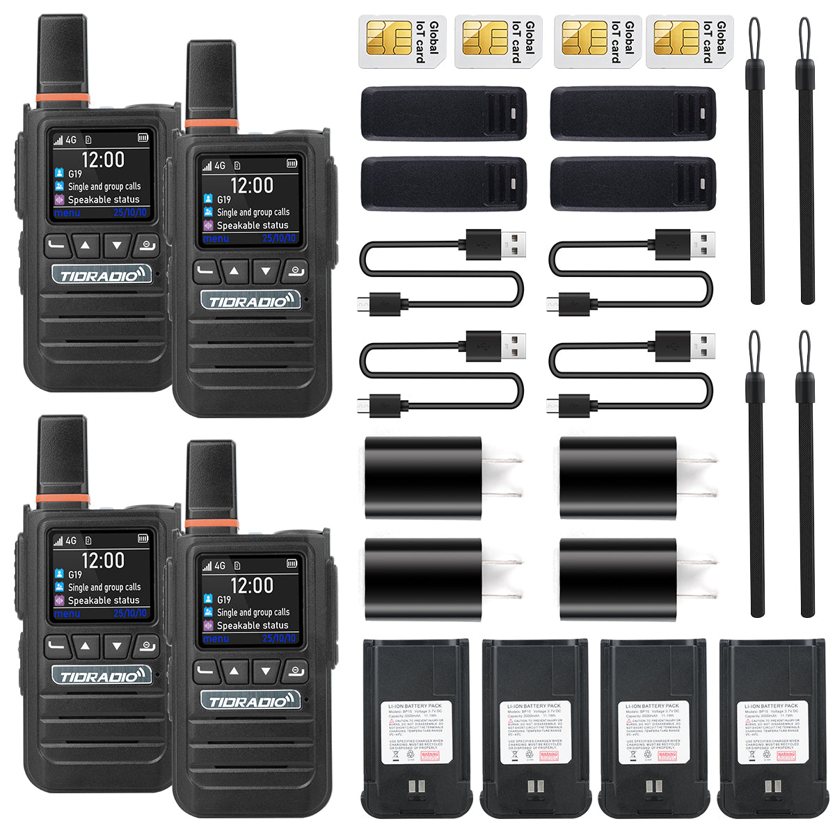 Global Lifetime Free 4G LTE PoC Walkie Talkies Unlimited Range Two Way Rapid Radios with SIM Card Nationwide Global PTT Long Distance Communication for Family Logistics Company 2 Pack