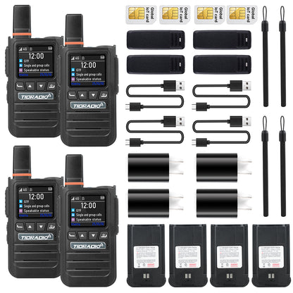 Global Lifetime Free 4G LTE PoC Walkie Talkies Unlimited Range Two Way Rapid Radios with SIM Card Nationwide Global PTT Long Distance Communication for Family Logistics Company 2 Pack