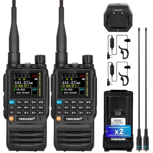 TIDRADIO H3 Ham GMRS Radio 2 Packs with 2 Spare Batteries & 2 771 Antennas & 1 Desktop Charger