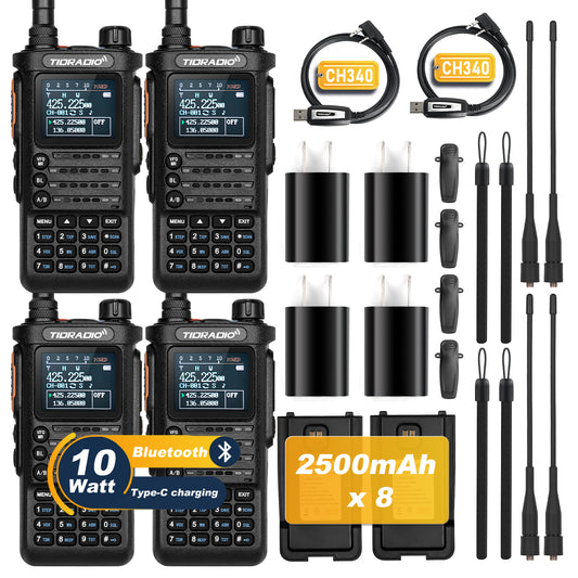 H8 Ham GMRS Radio 4 Packs & 4 Spare Batteries