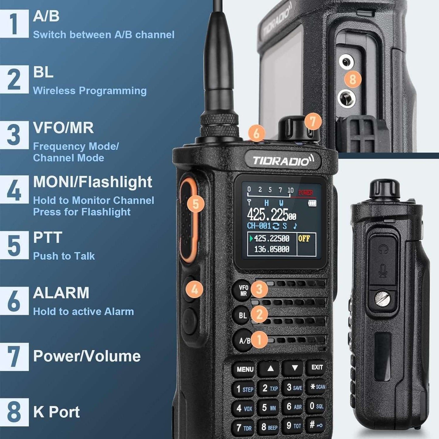  TD-H8 10W HighPower Ham Radio Handheld with APP Wireless Programming,Long Range Two Way Radio with 2500mAh Large Battery (2pcs),USB-C Charger & Speaker Mic, Walkie Talkies