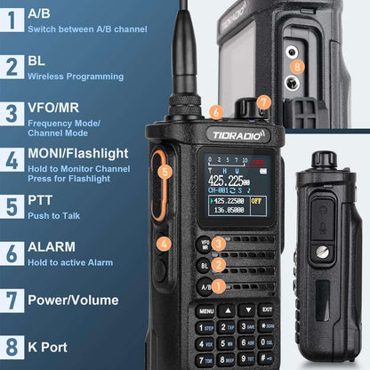  TD-H8 10W HighPower Ham Radio Handheld with APP Wireless Programming,Long Range Two Way Radio with 2500mAh Large Battery (2pcs),USB-C Charger & Speaker Mic, Walkie Talkies