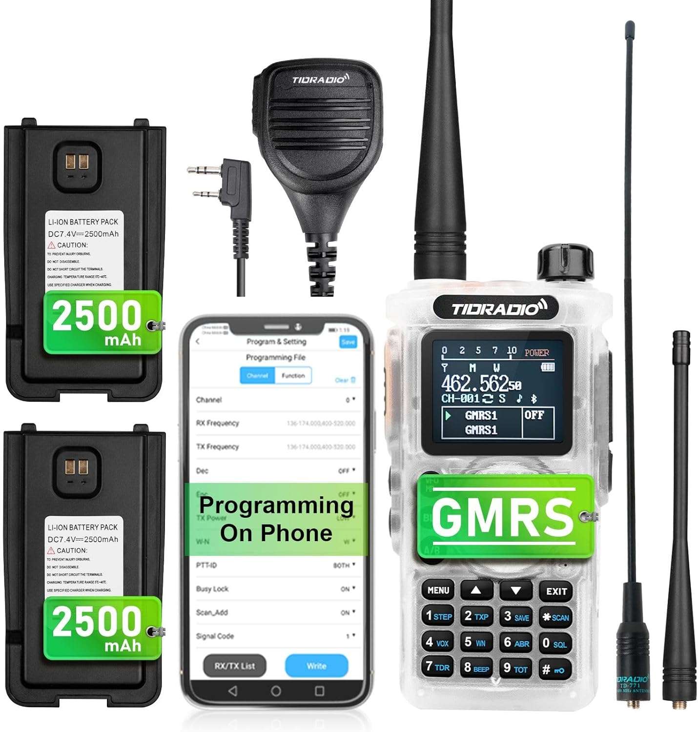 H8 5W Dual Band GMRS Radio for Outdoor Family & Business Communication – -Required Handheld Transceiver with NOAA Weather Alerts, CTCSS/DCS Privacy Codes, Channel Scan, Voice-Activated VOX, Group Call,  Fast Charging, Compatible Interoperable Two-Way Walkie Talkie for Hunting, Hiking, Camping,  Event Management, Retail, School, Church, Hospitality and Vehicle Fleet Dispatch, OEM Programming, Rugged Shockproof Design, Belt Clip, Earpiece, Multi-Channel Analog Hybrid Intercom