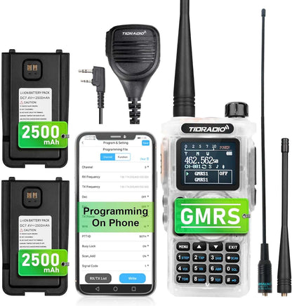 H8 5W Dual Band GMRS Radio for Outdoor Family & Business Communication – -Required Handheld Transceiver with NOAA Weather Alerts, CTCSS/DCS Privacy Codes, Channel Scan, Voice-Activated VOX, Group Call,  Fast Charging, Compatible Interoperable Two-Way Walkie Talkie for Hunting, Hiking, Camping,  Event Management, Retail, School, Church, Hospitality and Vehicle Fleet Dispatch, OEM Programming, Rugged Shockproof Design, Belt Clip, Earpiece, Multi-Channel Analog Hybrid Intercom