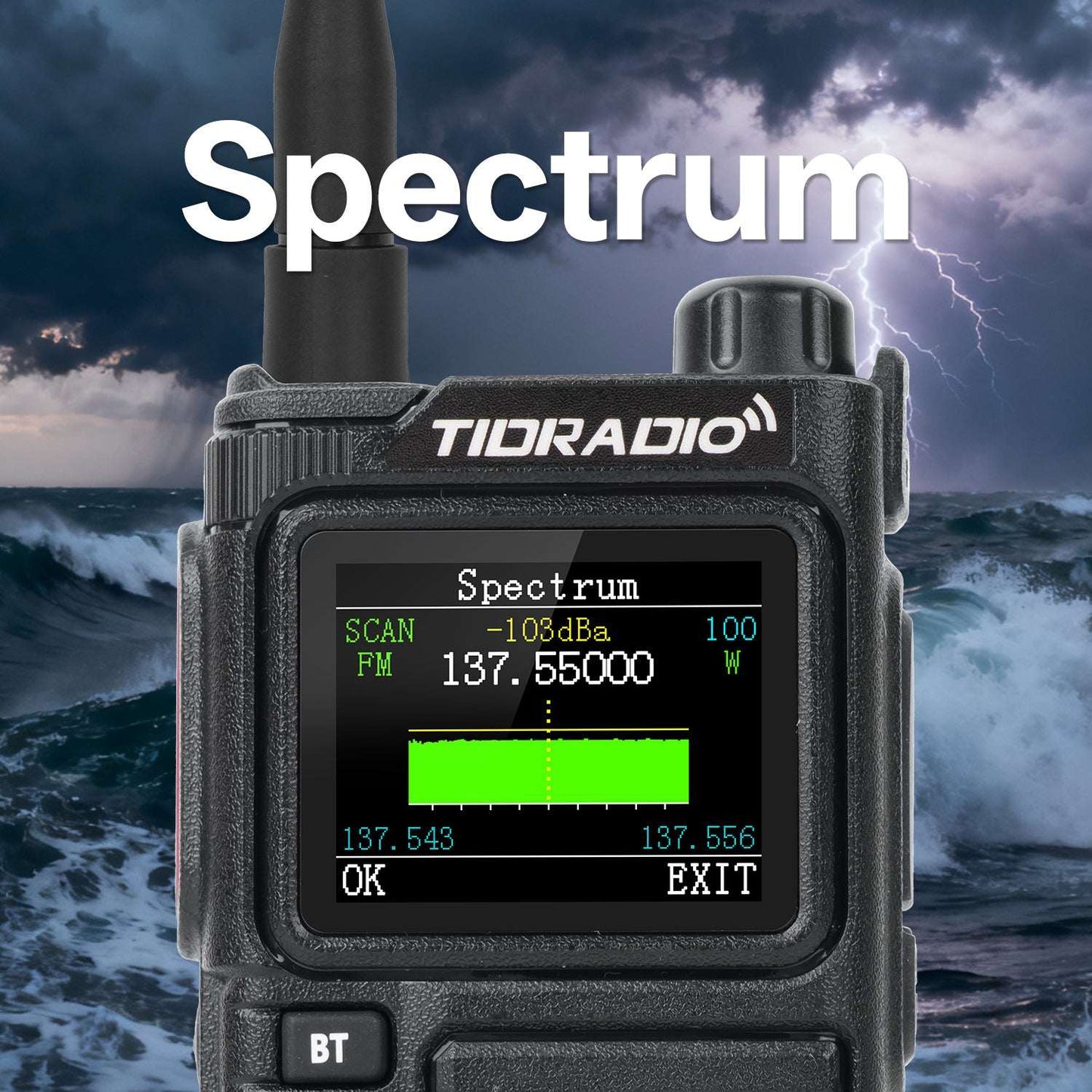 H9 10W Ham & GMRS Handheld Radio — Unlocked, APRS & GPS Tracker, Spectrum Analyzer, 128MB Large Memory, SMS Texting, Customizable Screen, Global Repeater Compatible, Bluetooth, AM Airband,