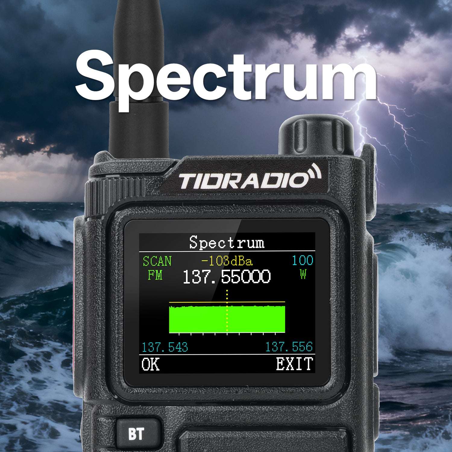 H9 10W Ham & GMRS Handheld Radio — Unlocked, APRS & GPS Tracker, Spectrum Analyzer, 128MB Large Memory, SMS Texting, Customizable Screen, Global Repeater Compatible, Bluetooth, AM Airband,