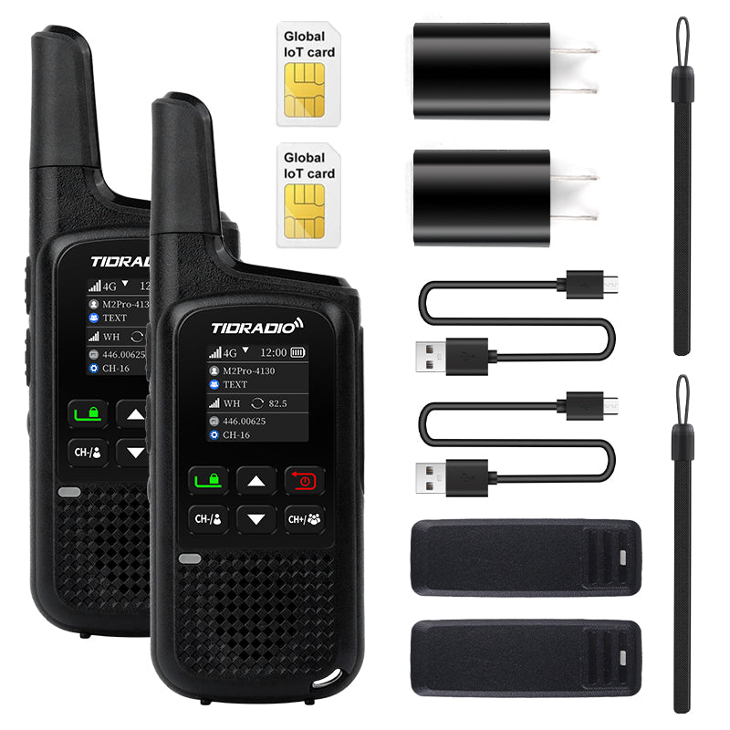 TIDRADIO TD-M2 PR Global Walkie Talkie, Long Range 4G Cellular Network PoC Radios + FRS, Dual-Mode-Standby-PTT SIM Card Included