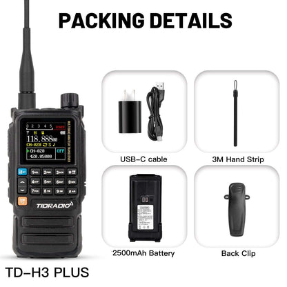 New Upgraded TIDRADIO H3 Plus Ham GMRS Unlocked Global Repeater Bluetooth Answerphone Air Band Long Range Wireless Programming AM airband  Wireless  Portable Radio with Upgradable firmware