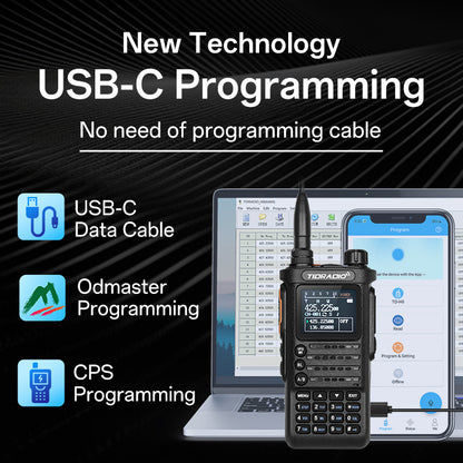 TIDRADIO 4th Gen TD-H8 Plus Ham GMRS Radio Handheld, Bluetooth-Headphone-connectable, AM, FM, UHF, VHF, NOAA, SMS