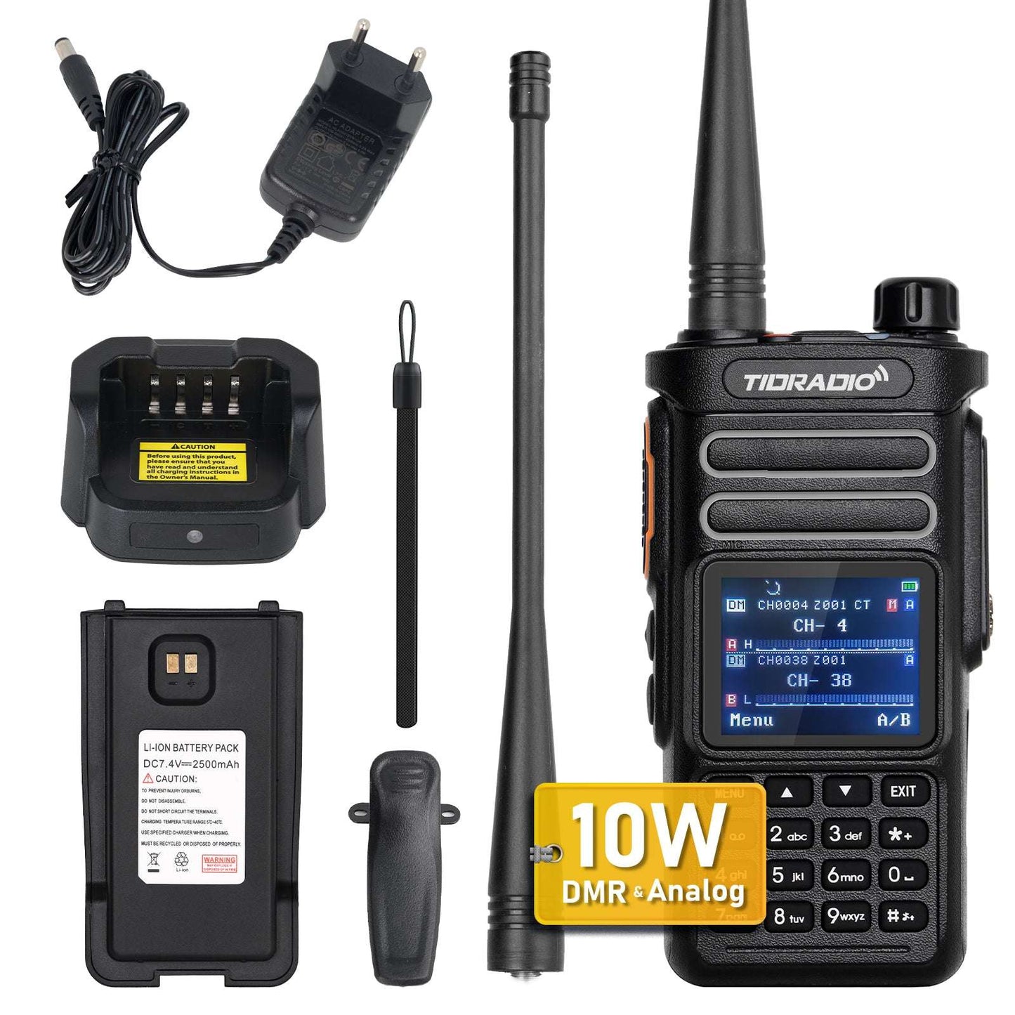 TIDRADIO TD-DP738 10W ANALOG DMR 2 WAY RADIO WALKIE-TALKIE