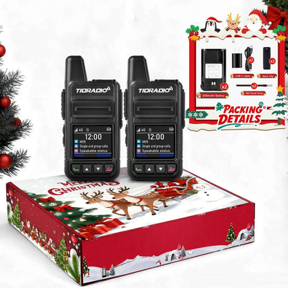 TD-G18 Global PTT Unlimited Range Walkie Talkies 4G PoC Radio with SIM Card Christamas Gift Box 2 Pack