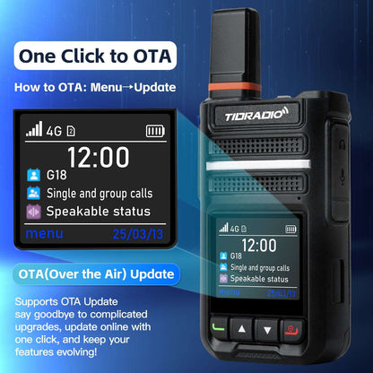 TD-G18 Global PTT Unlimited Range Walkie Talkies 4G PoC Radio with SIM Card
