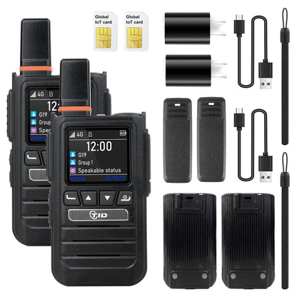 TIDRADIO TD G19 4G LTE PoC Radio Bluetooth AI Noise Cancelling Long Range Global Push to Talk Walkie Talkie Unlimited Range Two Way Radio for Family Security Logistics Business Communication