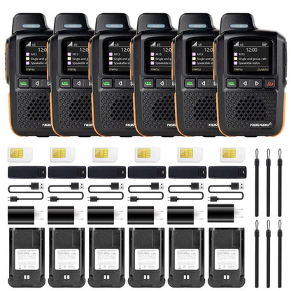 TD-M13 Nationwide PTT Walkie Talkies Long Range 5000 Miles with SIM Card 4G PoC Radio 6 Pack