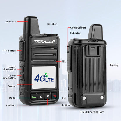 TIDRADIO TD‑M15 Global Cat‑1 POC Radio with 1‑Year SIM Card – 4G LTE Walkie Talkie, 5000‑Mile Long‑Range IP67 Waterproof PTT Radio for Hiking, Camping & Outdoor Security