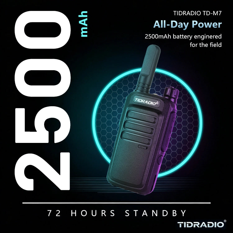 TD M7 AI Noise Canceling Bluetooth Walkie Talkie FRS PMR446 Long Range Two Way Radio with VOX Rugged Drop Resistant Design Loud Audio for Construction Warehouse School Security