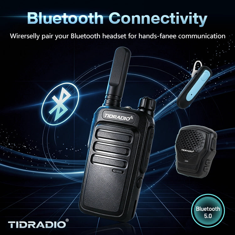 TD M7 AI Noise Canceling Bluetooth Walkie Talkie FRS PMR446 Long Range Two Way Radio with VOX Rugged Drop Resistant Design Loud Audio for Construction Warehouse School Security