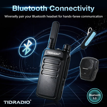TD M7 AI Noise Canceling Bluetooth Walkie Talkie FRS PMR446 Long Range Two Way Radio with VOX Rugged Drop Resistant Design Loud Audio for Construction Warehouse School Security