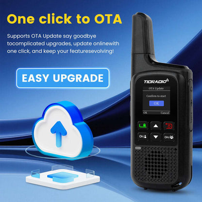 TIDRADIO 2w TD-M2 PRO Global UHF VHF Walkie Talkie Long Range 4G 5GCellular Network PoC Radios + FRS, Dual-Mode-Standby-PTT SIM Card Included