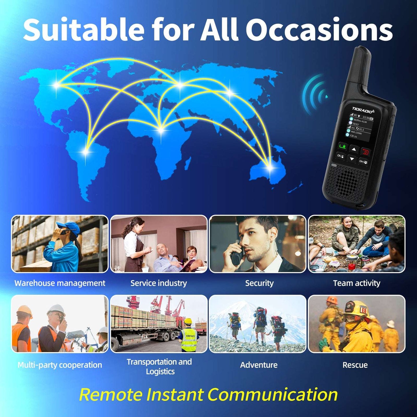TIDRADIO 2w TD-M2 PRO Global Walkie Talkie Long Range 4G Cellular Network PoC Radios + FRS, Dual-Mode-Standby-PTT SIM Card with free app odmaster