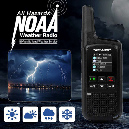 TIDRADIO 2w TD-M2 PRO Global Walkie Talkie Long Range 4G Cellular Network PoC Radios + FRS, Dual-Mode-Standby-PTT SIM Card Included