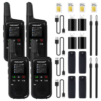 TIDRADIO 2w TD-M2 PRO Unlocked Global Walkie Talkie Long Range 4G LTE Cellular Network PoC Radios + FRS, Dual-Mode-Standby-PTT Free SIM Card Platform Odmaster Comlins