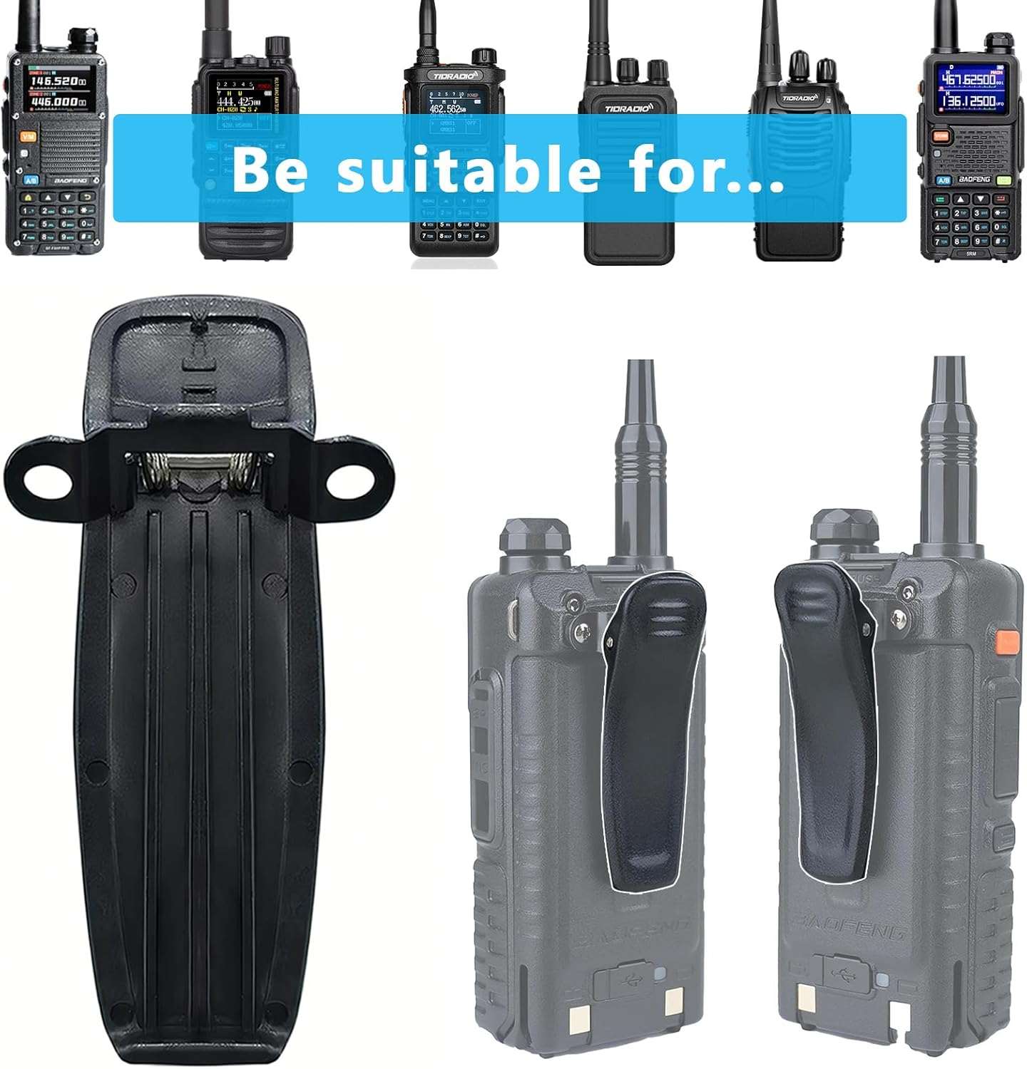 TIDRADIO Belt Clip for TD-H3,TD-H8,TD-H3 Plus, BF-5RM(AR-5RM), BF-F8HP Pro, UV-5G Plus, GM-5RH, BF-UV5RH Pro, BF-UV5RM PRO, RETEVIS H-777 BF-666S, BF-777S,BF-888S Hot Model Radio Two Way Radio
