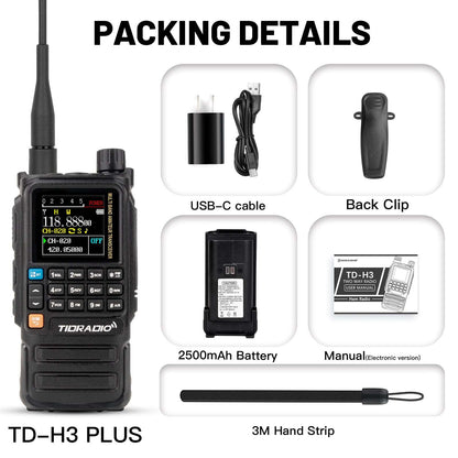Upgraded TIDRADIO H3 Plus Ham GMRS Unlocked Global Repeater Bluetooth Answerphone Air Band Long Range Wireless Programming AM airband  Wireless  Portable Radio with Upgradable firmware