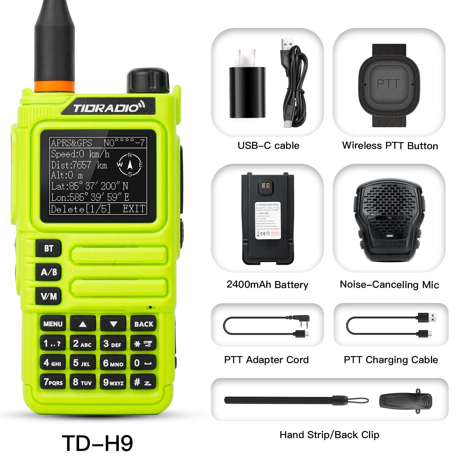 TIDRADIO TD H9 10W Walkie Talkie 2 Way Radio UHF VHF APRS GPS Spectrum Analyzer 128MB Large Memory SMS Texting Customizable Screen Global Repeater Compatible Bluetooth AM Airband Programmable Long Range Upgradeable Firmware