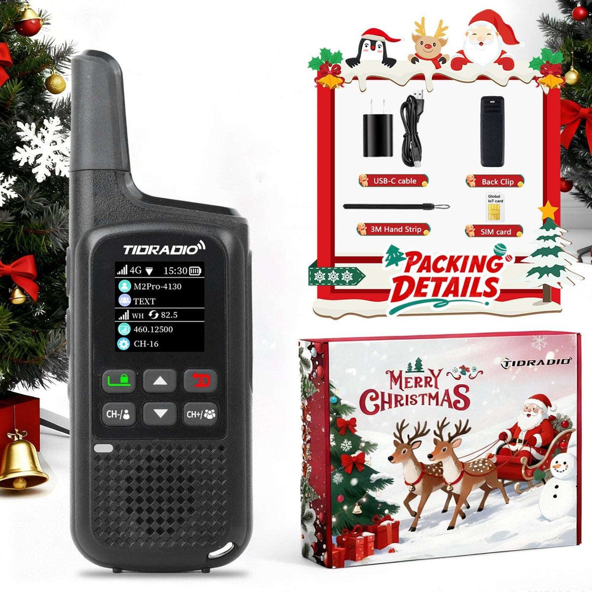 TIDRADIO TD-M2 PR Global Walkie Talkie, Long Range 4G Cellular Network PoC Radios + FRS, Dual-Mode-Standby-PTT SIM Card Included