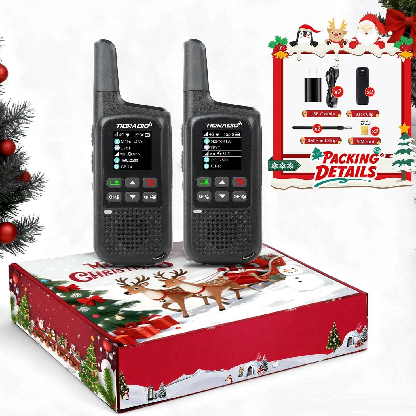 TIDRADIO TD-M2 PR Global Walkie Talkie, Long Range 4G Cellular Network PoC Radios + FRS, Dual-Mode-Standby-PTT SIM Card Included