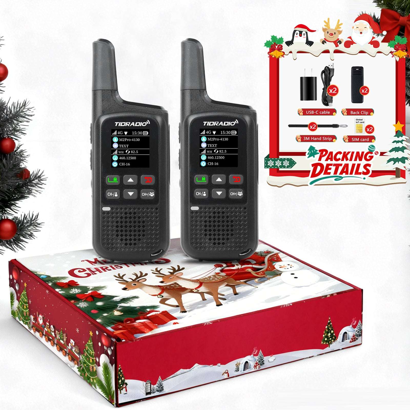TIDRADIO TD-M2 PR Global Walkie Talkie, Long Range 4G Cellular Network PoC Radios + FRS, Dual-Mode-Standby-PTT SIM Card Included