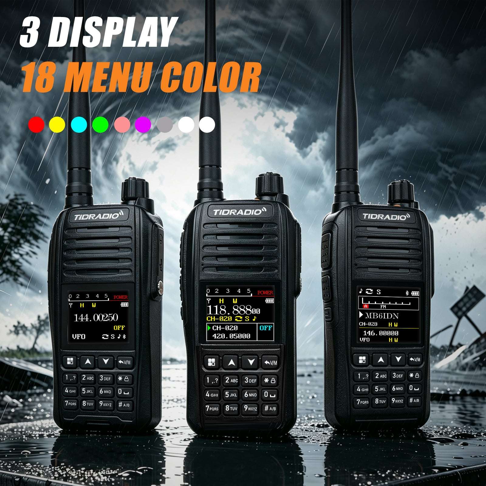 TIDRADIO TD-638 10W IP67 Waterproof Long Range Ham Radio GPS APRS Bluetooth APP Programming UHF VHF GMRS Walkie Talkie