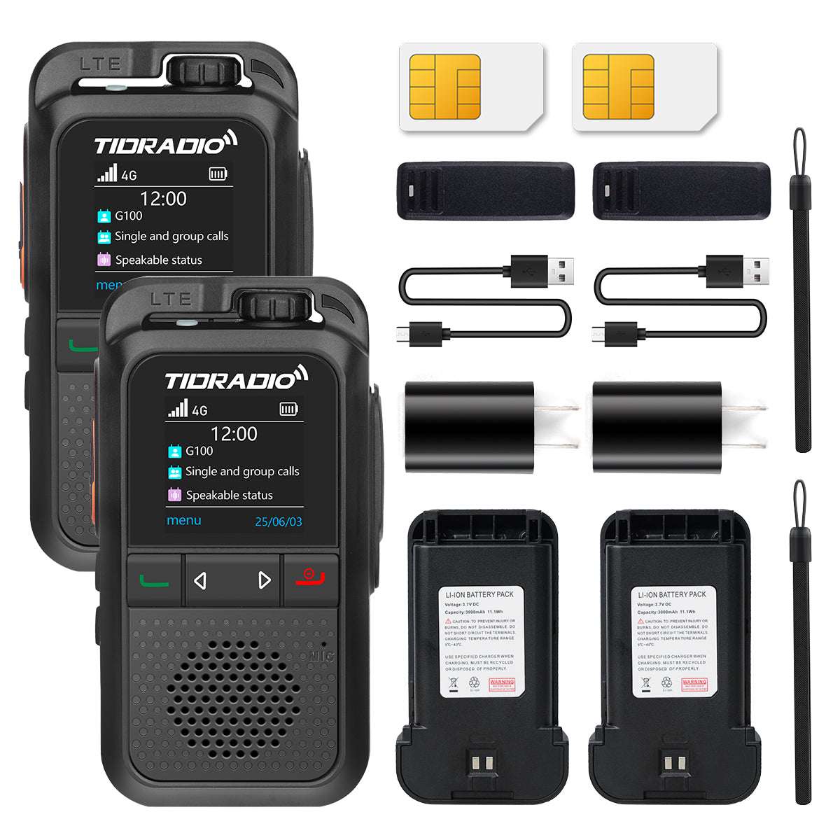 TIDRADIO TD G100 Global 4G LTE PoC Walkie Talkies Unlimited Range Nationwide PTT Two Way Radios with SIM Card
