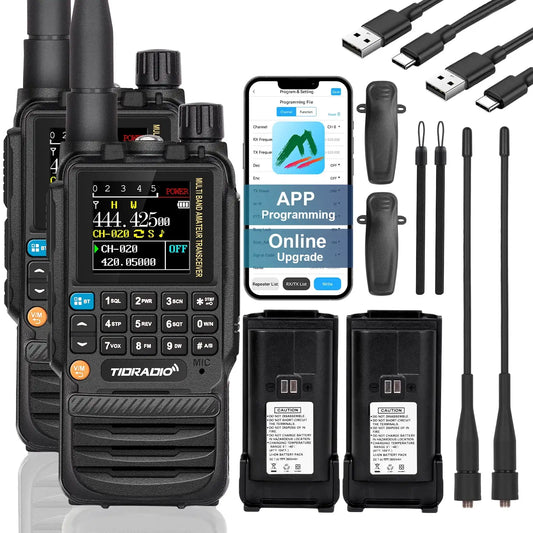 TIDRADIO TD-H3 SE Mini Ham Radio GMRS Long Range Handheld Two Way Radio NOAA Weather Rechargeable Walkie Talkies Dual PTT APP Programming USB-C Charging