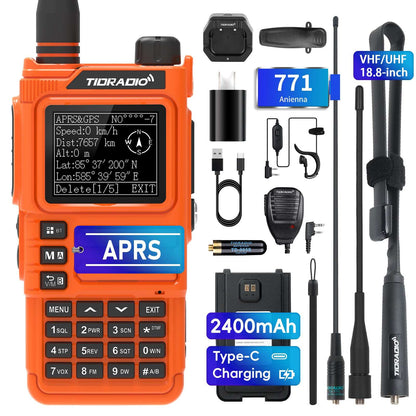 TIDRADIO TD H9 10W APRS GPS UHF VHF AM FM Handheld Radio Wireless Programming SMS Text HAM GMRS Long Range Walkie Talkie Orange