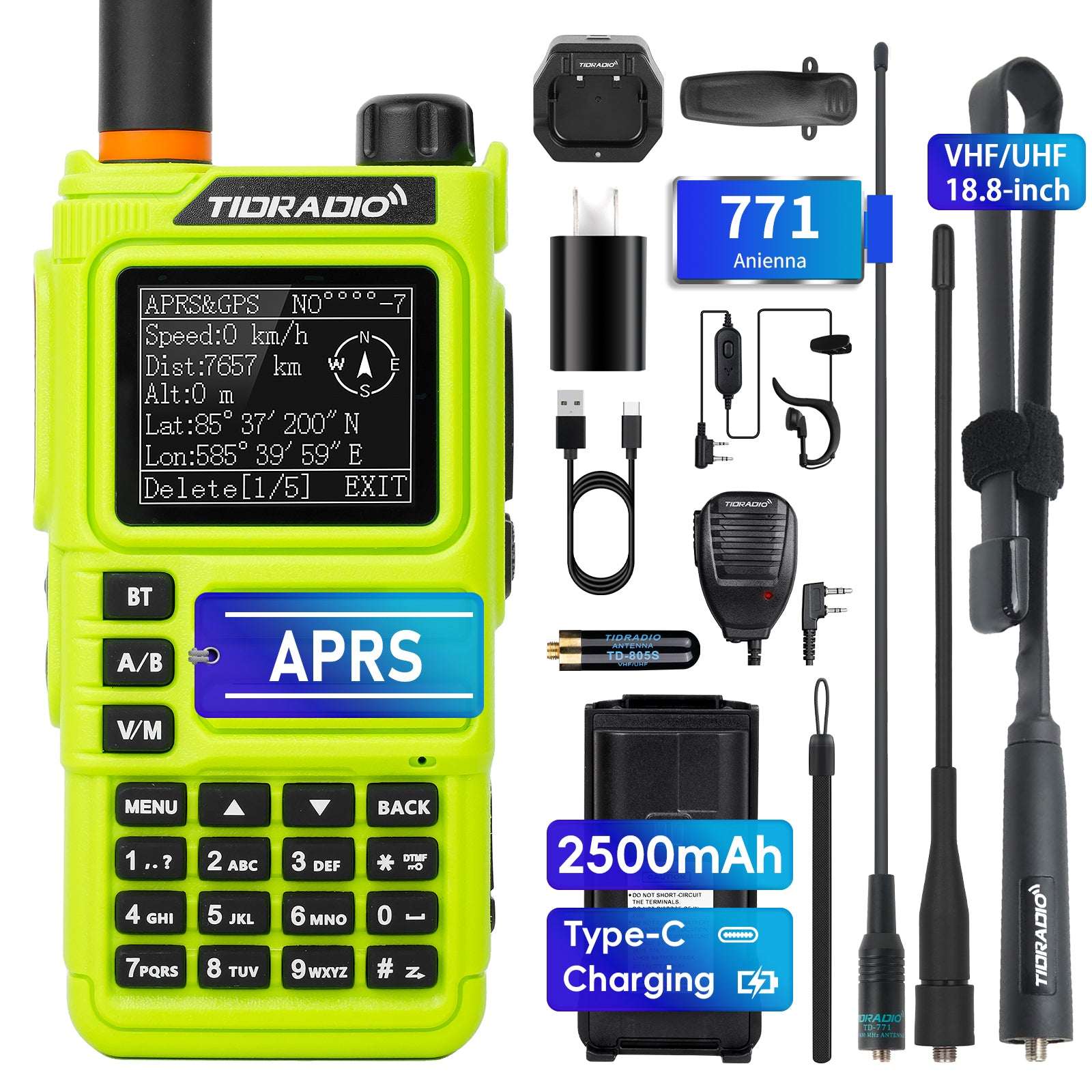TIDRADIO TD-H9 10W Walkie-Talkies UHF VHF APRS & GPS RADIO, Spectrum Analyzer, 128MB Large Memory, SMS Texting, Customizable Screen, Global Repeater Compatible, Bluetooth, AM Airband, Programmable, Long-Range, Upgradable Firmware