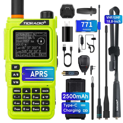 TIDRADIO TD-H9 10W Walkie-Talkies UHF VHF APRS & GPS RADIO, Spectrum Analyzer, 128MB Large Memory, SMS Texting, Customizable Screen, Global Repeater Compatible, Bluetooth, AM Airband, Programmable, Long-Range, Upgradable Firmware