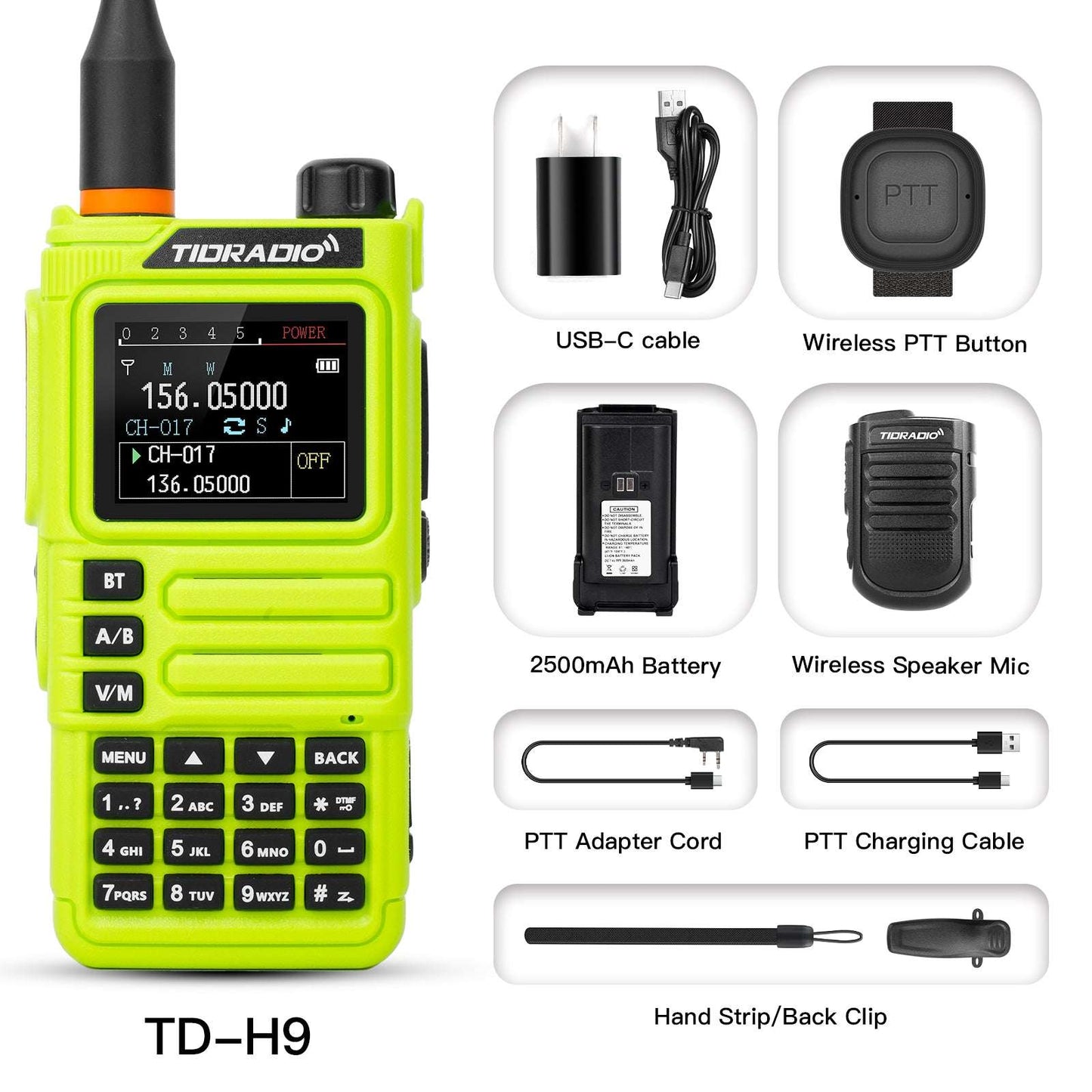 TIDRADIO TD-H9 10W Walkie-Talkies UHF VHF APRS & GPS RADIO, Spectrum Analyzer, 128MB Large Memory, SMS Texting, Customizable Screen, Global Repeater Compatible, Bluetooth, AM Airband, Programmable, Long-Range, Upgradable Firmware