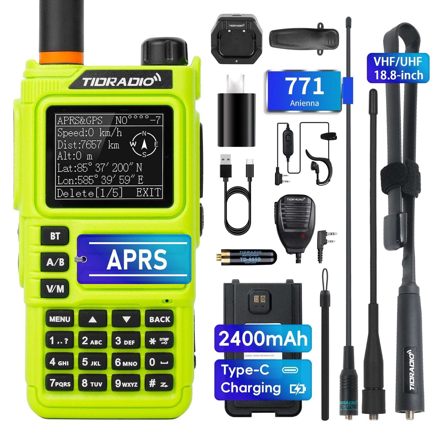 TIDRADIO TD H9 Walkie Talkie  Ham GRMS Unlocked 10W UHF VHF APRS GPS Spectrum Analyzer 128MB Memory SMS Texting Bluetooth Long Range Programmable