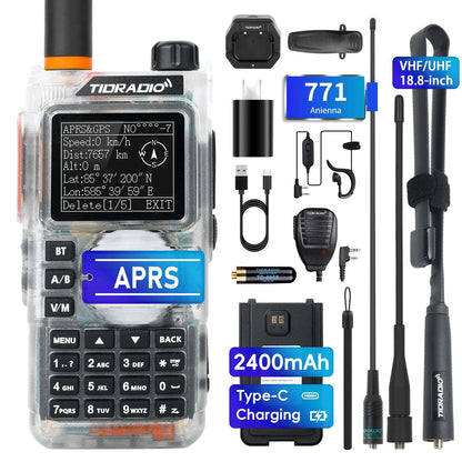TIDRADIO TD H9 Walkie Talkie 2 Way Radio 10W UHF VHF APRS GPS Spectrum Analyzer 128MB Memory SMS Texting Bluetooth Long Range Programmable