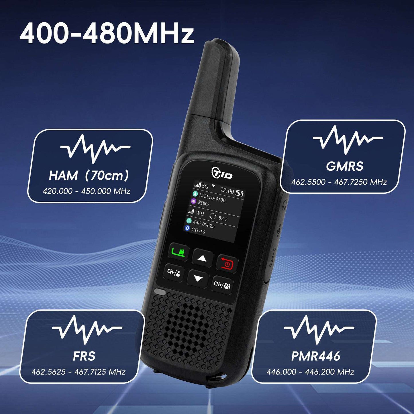 TIDRADIO TD-M2 PRO Global Walkie Talkie Long Range 4G Cellular Network PoC Radios + FRS, Dual-Mode-Standby-PTT SIM Card Included