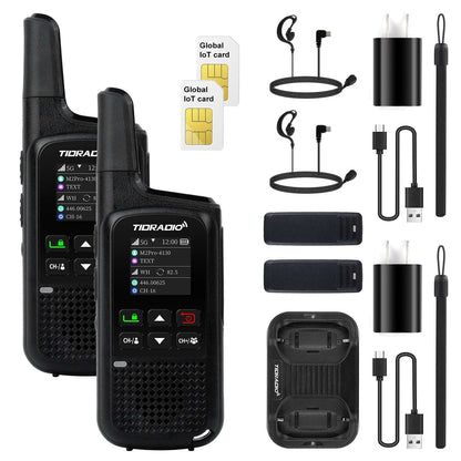 TIDRADIO TD M2 Pro Unlimited Range Global Walkie Talkie Dual Mode 4G LTE PoC Radio with SIM Card and FRS Two Way Radio Long Range Global PTT Communication Device for Family Business Company Outdoor Use