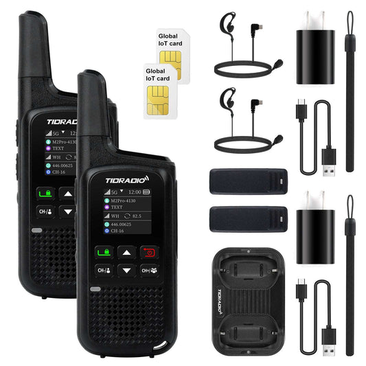 TIDRADIO TD M2 Pro Unlimited Range Global Walkie Talkie Dual Mode 4G LTE PoC Radio with SIM Card and FRS Two Way Radio Long Range Global PTT Communication Device for Family Business Company Outdoor Use