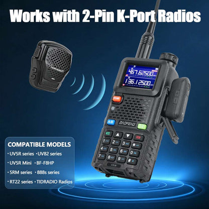 TIDRADIO Wireless Speaker Mic with Programmer Adapter,for 2-Pin K-Port GMRS/Ham Radio TD-H9 H3 Plus Baofeng UV-5R Mini 5RM GM-15PRO UV-32 888S RT22 Walkie Talkies Accessories,Zello APP,USB-C Charging
