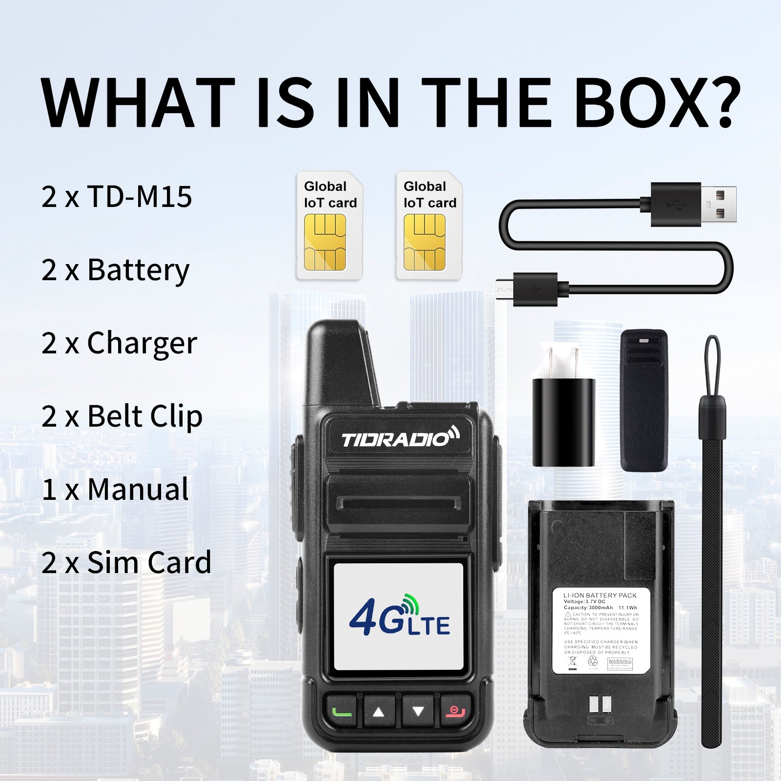 TIDRADIO TD‑M15 Global Cat‑1 POC Radio with 1‑Year SIM Card – 4G LTE Walkie Talkie, 5000‑Mile Long‑Range IP67 Waterproof PTT Radio for Hiking, Camping & Outdoor Security

