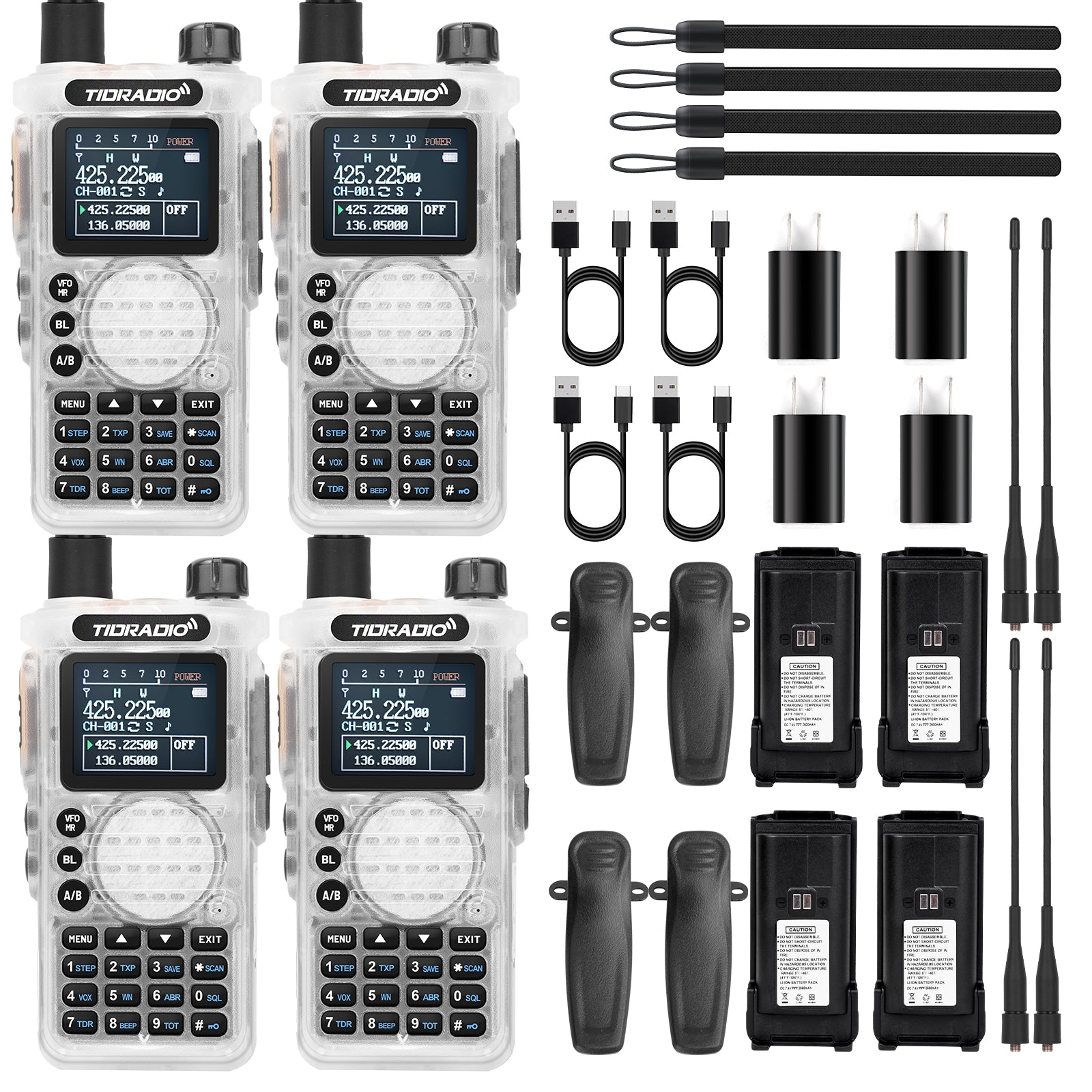 TIDRADIO 3rd Gen TD H8 10w Ham GMRS Unlocked Radio 8-Band uhf vhf Two Way Radio with AirBand,  USB-C Charging,2500mAh Battery, FM AM One Key Frequency Match, DTMF  NOAA VOX SCAN  ,Walkie Talkies 4 Pack