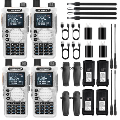 TIDRADIO 3rd Gen TD H8 10w Ham GMRS Unlocked Radio 8-Band uhf vhf Two Way Radio with AirBand,  USB-C Charging,2500mAh Battery, FM AM One Key Frequency Match, DTMF  NOAA VOX SCAN  ,Walkie Talkies 4 Pack