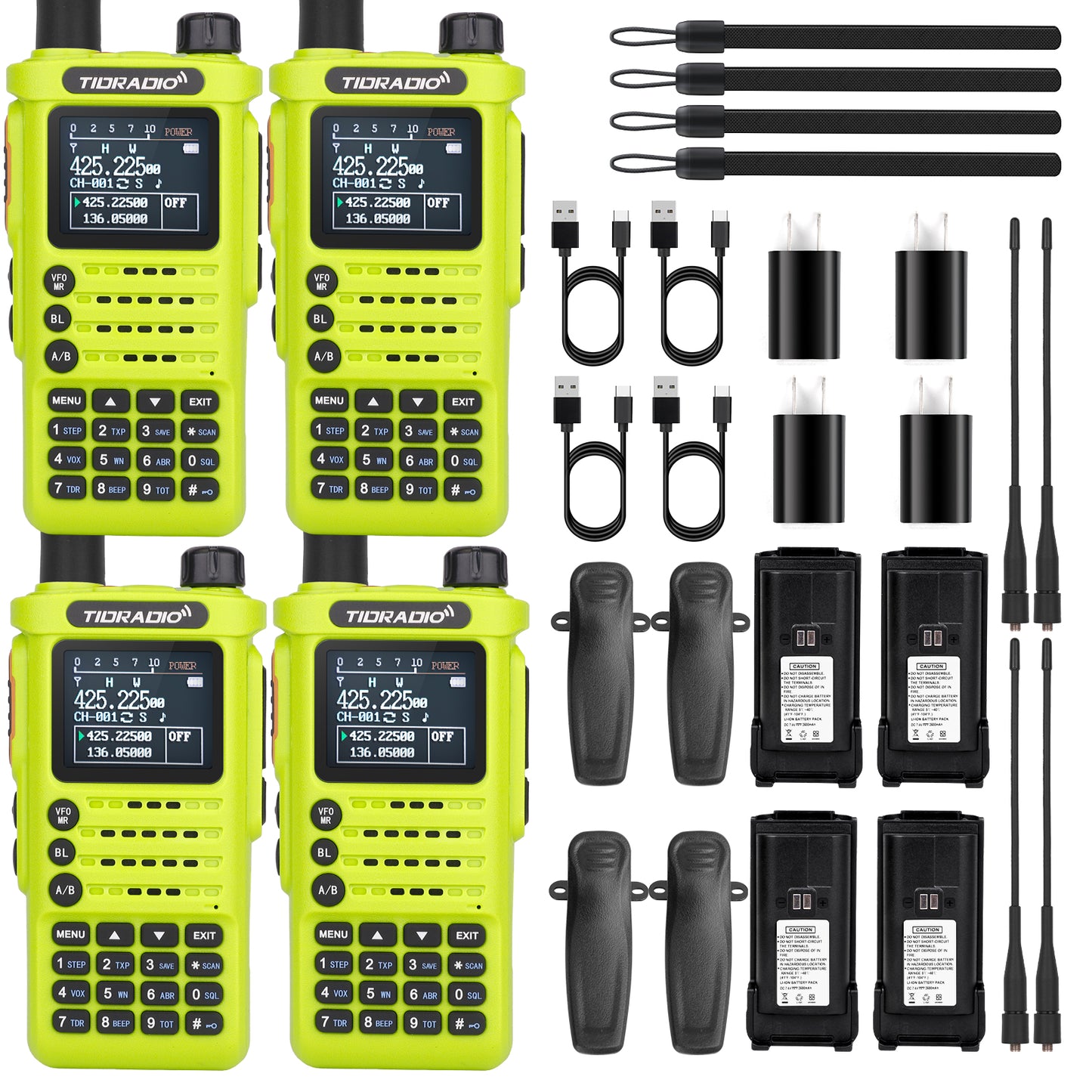 TIDRADIO 3rd Gen TD H8 10w Ham GMRS Unlocked Radio 8-Band uhf vhf Two Way Radio with AirBand,  USB-C Charging,2500mAh Battery, FM AM One Key Frequency Match, DTMF  NOAA VOX SCAN  ,Walkie Talkies 4 Pack